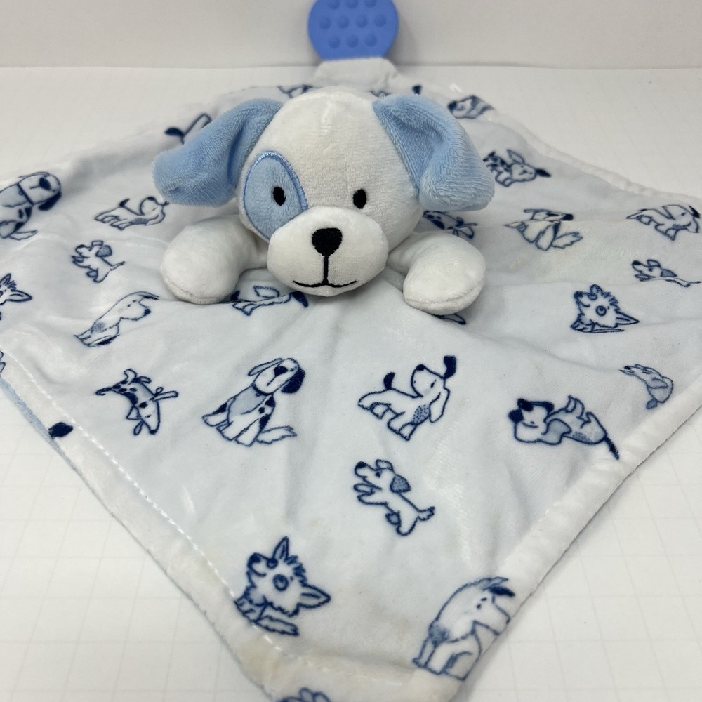 Modern Baby‎ Blue Puppy Dog Lovey Rattle Security lovies Infant Plush